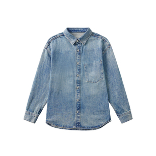 斌斌梨美式复古风水洗牛仔外套微胖男生宽松大码经典基础潮流夹克