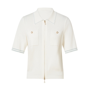 ELSEWHERE珂思【商场同款】polo领针织开衫女上衣外套秋季新款