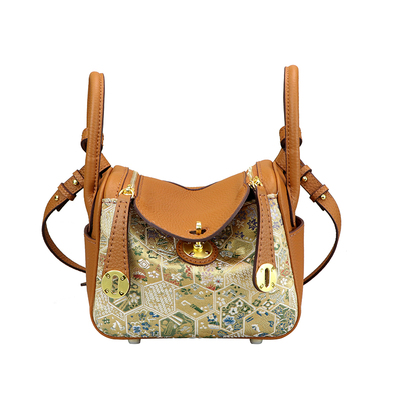 新款牛皮单肩手提斜挎包mini琳迪包手工diy材料防尘袋仿宋锦改造