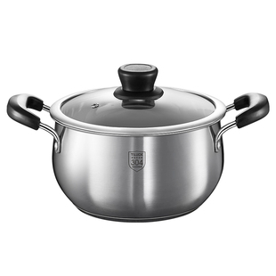 汤锅304不锈钢锅加厚家用双耳煮汤锅小火锅奶锅焖炖锅燃气电磁炉
