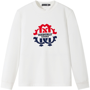 BM男士长袖t恤2025新款潮流字母印花刺绣卫衣男款莫代尔秋冬内搭