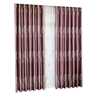 双面提花发财树高精密布料客厅卧室阳台遮光遮阳隔热落地窗帘成品