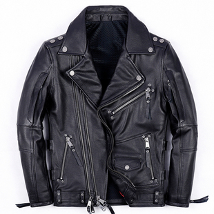 哈雷机车服真皮皮衣男头层牛皮骑行外套重磅新款大翻领摩托车夹克