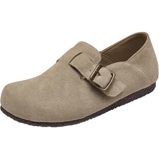 意尔康平底勃肯鞋女全包真皮博肯单鞋软底一脚蹬2026春秋款豆豆鞋