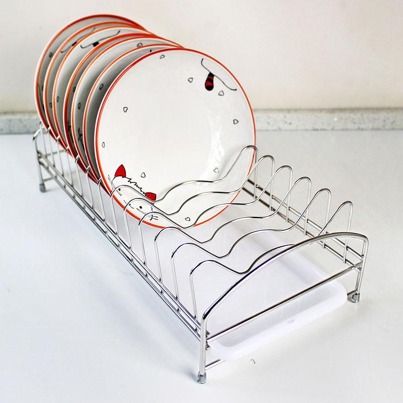 不锈钢碗碟收纳置物架抽屉柜内单层盘子收纳架托盘厨房沥水放碗架