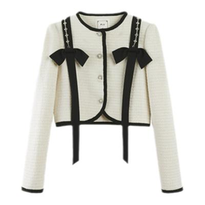 PIT复古法式小香风蝴蝶结短外套女2025秋新款高级感显瘦别致上衣