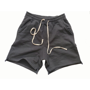 传奇商行legend自主自产黑色白色吊裆夏季不规则分叉五分裤短裤
