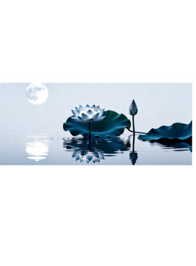 新款荷花风景鱼缸背景画贴纸高清水族箱装饰造景粘贴壁画纸内外贴