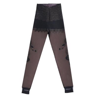 网纱假透肉印花防勾丝打底裤袜