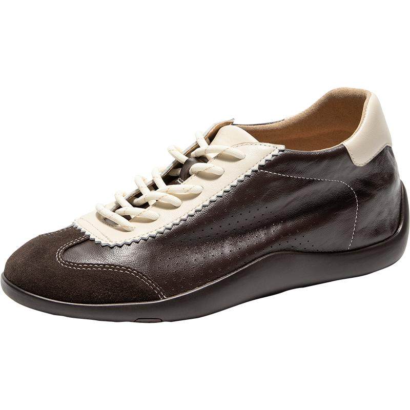 王子奇同款Bata羊皮书女2026春商场新款内增高软底德训鞋ALI73AM6