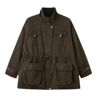 DIDDIMODA做旧水洗牛反绒复古宽松立体感工装冬季短款外套女