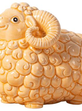 陶瓷羊摆件可爱小绵羊客厅玄关办公桌面装饰品十二生肖羊年吉祥物