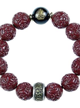 本命年朱砂足银镶铜十二生肖手链