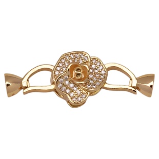 18k镀真金保色微镶锆石玫瑰花扣头diy手工串珠手链项链连接配件