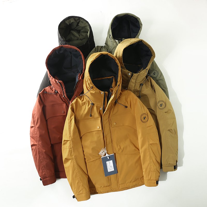 户外三防！超厚鸭绒！冬季新款男士多口袋工装连帽保暖羽绒服外套
