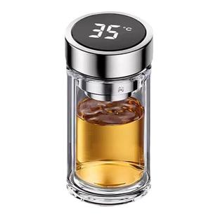 男女士矮胖双层智能玻璃杯耐热泡茶车载便携水杯定制刻字姓氏杯子