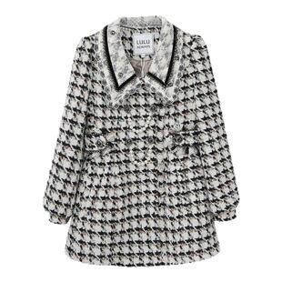LULUALWAYS/我爱露露新款优雅复古宫廷风千鸟格软呢外套厚款大衣