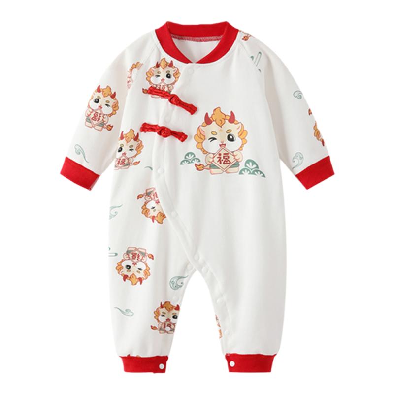 喜庆婴儿连体衣满月宝宝拜年服春