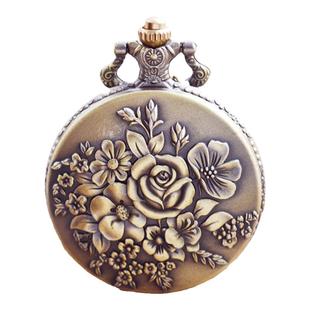 复古翻盖镂空怀表蒸汽朋克老式火车头时尚简约挂件吊坠项链学生表