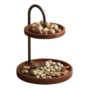 玄关置物架入户钥匙收纳摆件实木桌上托盘多层装饰眼镜手表摆放架