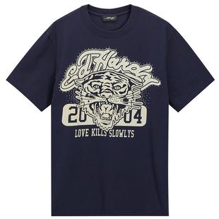 Ed Hardy埃德哈迪秋季新款经典虎头logo男士休闲圆领短袖T恤