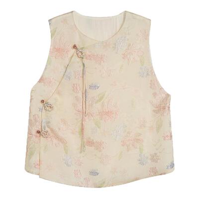 【清】莨西子新中式国风桑蚕真丝独特别致重工背心马甲女上衣