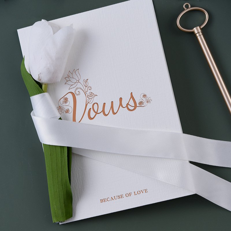 誓言卡誓词卡新郎新娘结婚郁金香烫金宣誓本保证书系领结森