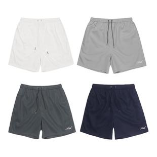 KITH 26ss 内衬网眼刺绣休闲沙滩裤男宽松速干五分裤抽绳运动短裤