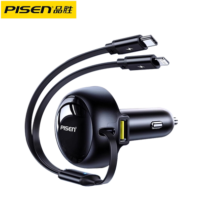 品胜自带双线车载充电器