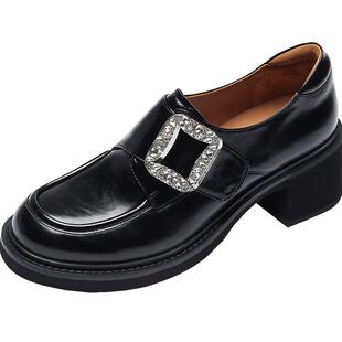 莱尔斯丹极光方糖春夏新款厚底增高真皮乐福小皮鞋单鞋女6T62802