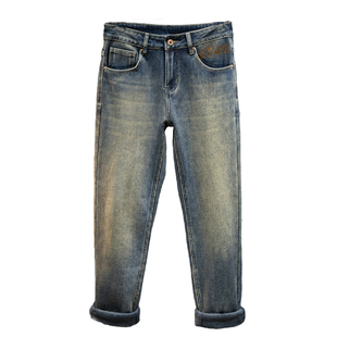 高级感潮流加绒牛仔裤男款修身小脚冬季保暖加厚休闲时尚百搭男裤