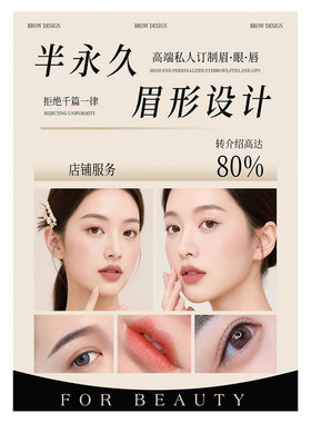 眉眼唇纹绣海报美甲美睫装饰挂画