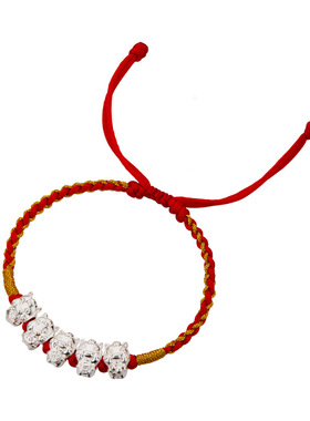 S999足银本命年五福小马手链