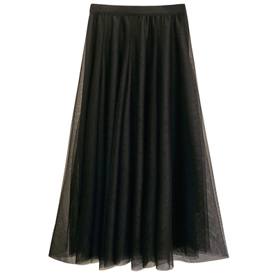 大码网纱裙女中长款垂感