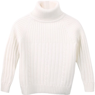儿童高领毛衣柔软羊绒衫白色女童秋冬中大童宝宝打底衫男童羊毛衫