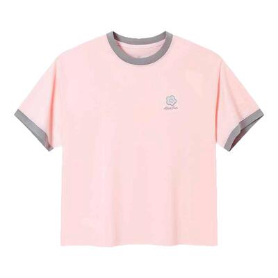 女新款圆领短T运动休闲棉针织衫