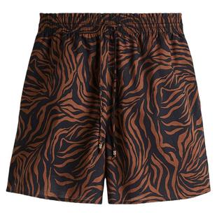 HM女装休闲裤春季高腰阔腿宽松度假印花抽绳短裤1283194