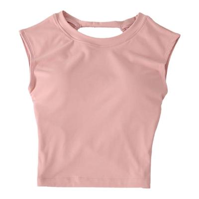 夏季性感短款露背固定胸垫运动T恤背心女紧身训练长袖瑜伽服上衣