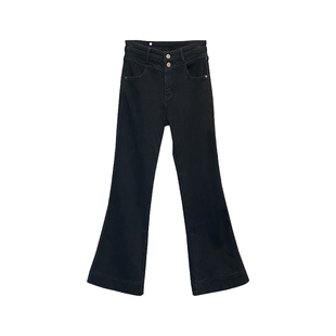 巨保暖！！加厚绒微喇牛仔裤女高腰修身显瘦弹力小个子喇叭裤子女