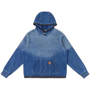 Lee商场同款26春夏新品舒适版下摆抽绳设计靛蓝色男连帽长袖卫衣