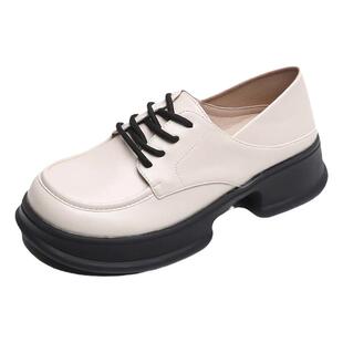 法式厚底小皮鞋女2026新款春季单鞋白色英伦乐福鞋大码女鞋41到43