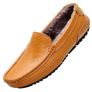 捡漏清仓特价断码潮流男鞋百搭豆豆潮鞋加绒保暖棉鞋冬季休闲皮鞋