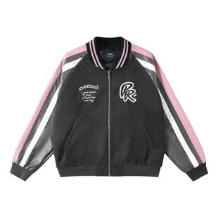 FDR 国潮高街异料拼色棒球服外套男女秋冬季美式情侣宽松上衣夹克