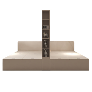 互不干扰姐弟床子母床双人床小户型带隔断的床奶油风儿童房储物床