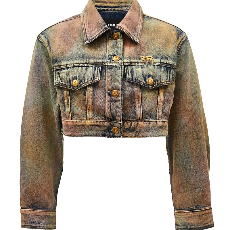 【ONLY奥莱】秋冬休闲时尚设计感小众短款牛仔外套女