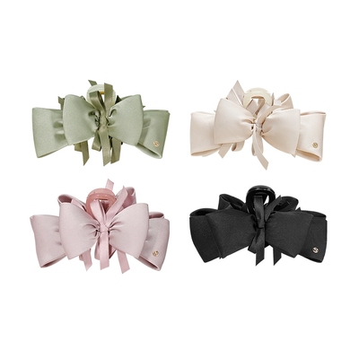 SHINE萱子优雅缎面蝴蝶结抓夹