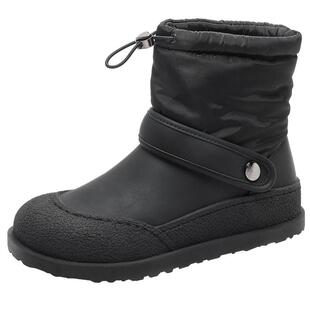 大东雪地靴女鞋冬季休闲圆头保暖长毛绒平底套脚短靴鞋1741