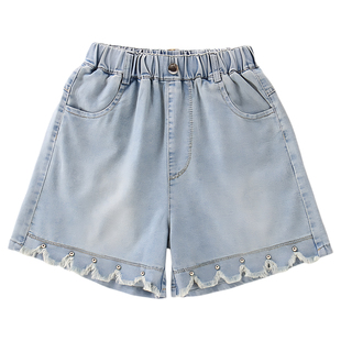 女童短裤外穿夏薄款透气女孩洋气潮酷炸街儿童超好看天丝牛仔裤子