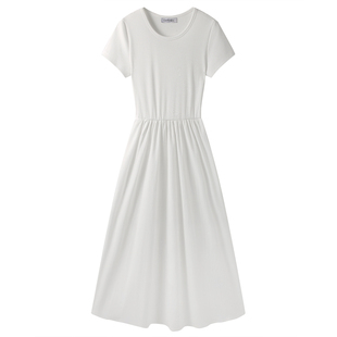 温柔风绝美漂亮短袖连衣裙女2026早春夏季新款韩版气质休闲长裙子