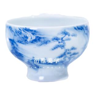 小雅家丨赐闲宋画山水茶器 景德镇青花瓷新中式高端轻奢盖碗茶杯